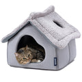 Pelzin Cat Houses for Indoor Cats - Large Cat Cave Bed with Removable Support Foam and Washable 2-Side Mat - Covered Cat Bed for Cat Hideaway - Enclosed Cat Hideout for Kitten and Small Pet, Grey