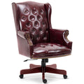 Big and Tall Executive Office Chair, Ergonomic 360° Swivel Recliner Chair, Retro Burgundy Faux Leather Home Office Desk Chairs W/tufted