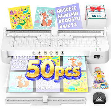 13 Inch Laminator Machine with Sheets 50pcs, Paper Trimmer Corner Rounder Scale Line, NTC Control 11x17 ABS Anti-Jam Dual Hot Cold Mode 90s Preheat Laminating Machine for A3A4A5A6 Teacher Home Office