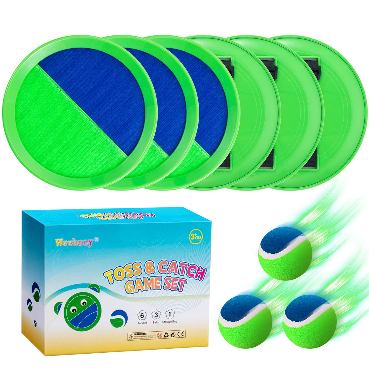 Beach Toys - Outdoor Games for Kids, Toss and Catch Ball Set with 6 Paddles 3 Balls, Gifts for 3 4 5 6 7 8+ Year Old Boys Girls Christmas Birthday, Perfect for Backyard, Parties, Camping, Family