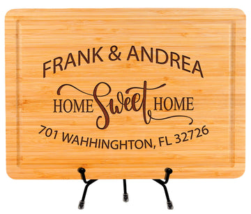 Personalized Cutting Board Gift for New Home, Custom Engraved Cutting Board Home Gift Ideas, Real Estate Realtor Closing Gifts for New Home Buyers, Home Sweet Home Decor Gift for Friends, Neighbor