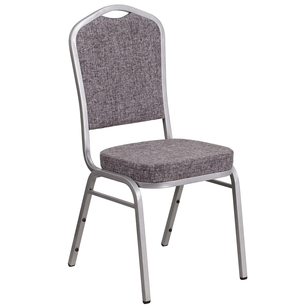 Flash Furniture Hercules Fabric Crown Back Stackable Banquet Chair, Silver, Set of 1, Herringbone Fabric/silver Frame