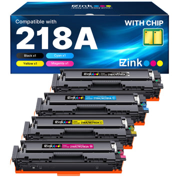 E-Z Ink Compatible HP 218A Toner Cartridges 4 Pack with Chip for HP 218A Toner HP 218 218X for HP Color LaserJet pro MFP 3301fdw Toner 3301cdw 3201dw 3301sdw Printer Ink Set W2180A W2180X (BCMY)