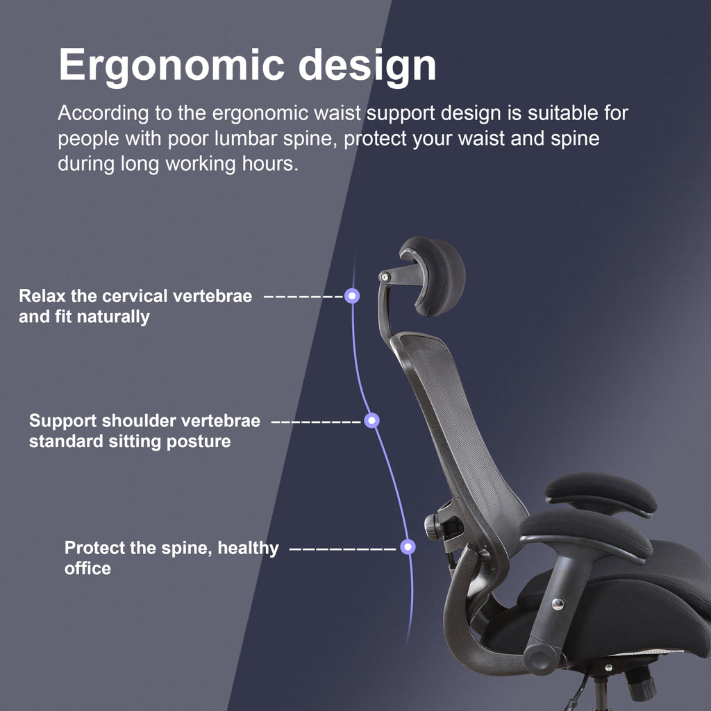 Boliss Ergonomic Office Desk Chair High Back Heavy Duty 400lbs, Tall, Black Frame Black Mesh