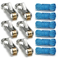 6 Pack Rope with Roller Tensioner for Easy and Secure Tying, 2026 New Heavy Duty Retractable Buckle Rope with Accessory Cord for Camping Boating Home Storage Outdoor Use (Silver 6)