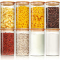 HomArtist Glass Jars with Bamboo Lids 28 floz [Set of 8], Glass Canisters with Airtight Lids, Glass Food Storage Containers for Pasta, Oats, Coffee, Flour, Sugar, Rice, Best for Kitchen & Pantry