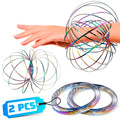 2 Pcs Flow Ring Spinner Ring Arm Toy - 5.1" Color - Changing Fidget Flow Toy with a Pleasant Smooth Surface, Compact & Portable Design - Entertaining Geometric Magic Bracelet with Soothing Effect