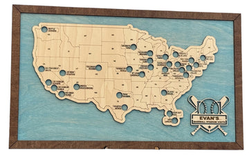 Custom Baseball Stadium Travel Map Tracker – Ballpark Wall Art, Father’s Day Gift for Baseball Fans, Bucket List Map