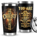 Christian Fathers Day Gift, Christian Gift for Men, Coffee Tumbler with Bible Verse - I Can Do All Things Through Christ, Religious Mugs for Men, Pastor Tumbler, Christmas Man of God Gifts