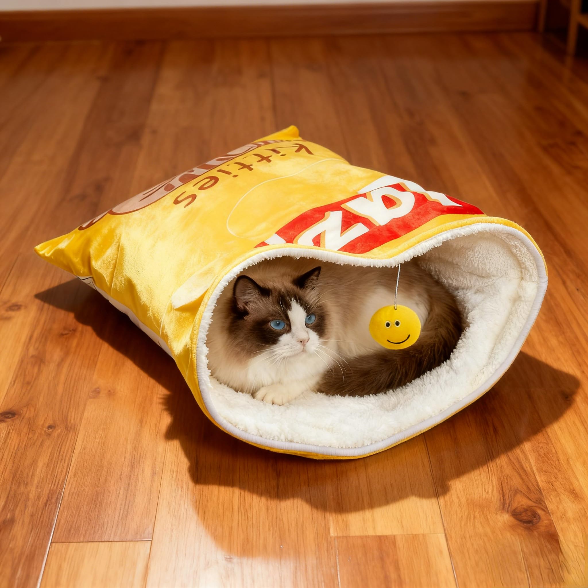 Cat Puppy Toy Sleeping Bag Cute Potato Chip Bag Design Hanging Snack Toy Crinkle Paper Pet Accessories