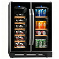 ROVSUN 17 Bottles & 61 Cans Wine and Beverage Refrigerator, Dual Zone Wine Cooler with 37-64°F Temp Control & LED Light, Built-in/Freestanding/Under Counter Wine Fridge for Red Wine, Champagne, Beer