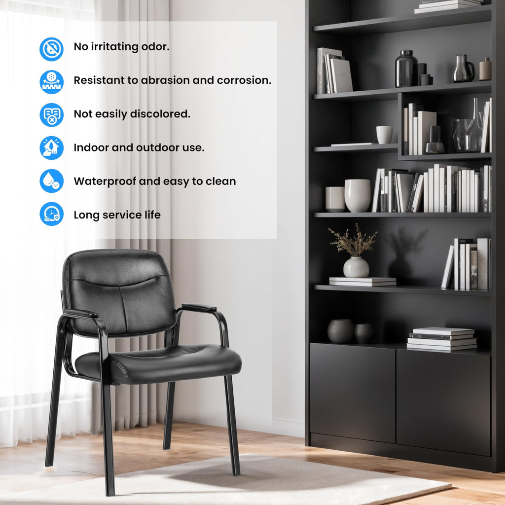 Simple Deluxe Waiting Room Guest Chair No Wheels Set of 2 with Padded Arm Rest, Conference Guests Chair for Reception, Meeting, Lobby, Home