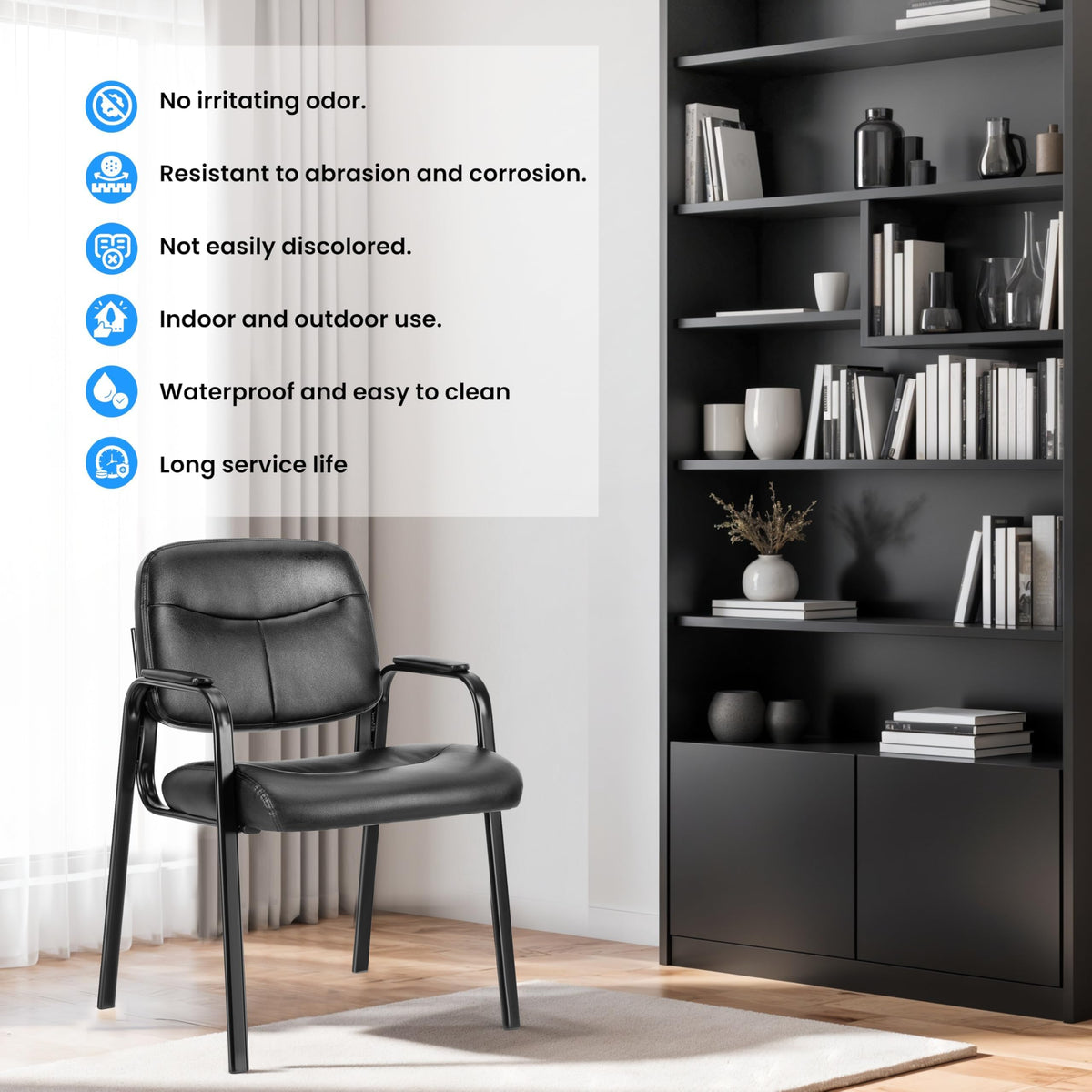 Simple Deluxe Waiting Room Guest Chair No Wheels Set of 2 with Padded Arm Rest, Conference Guests Chair for Reception, Meeting, Lobby, Home