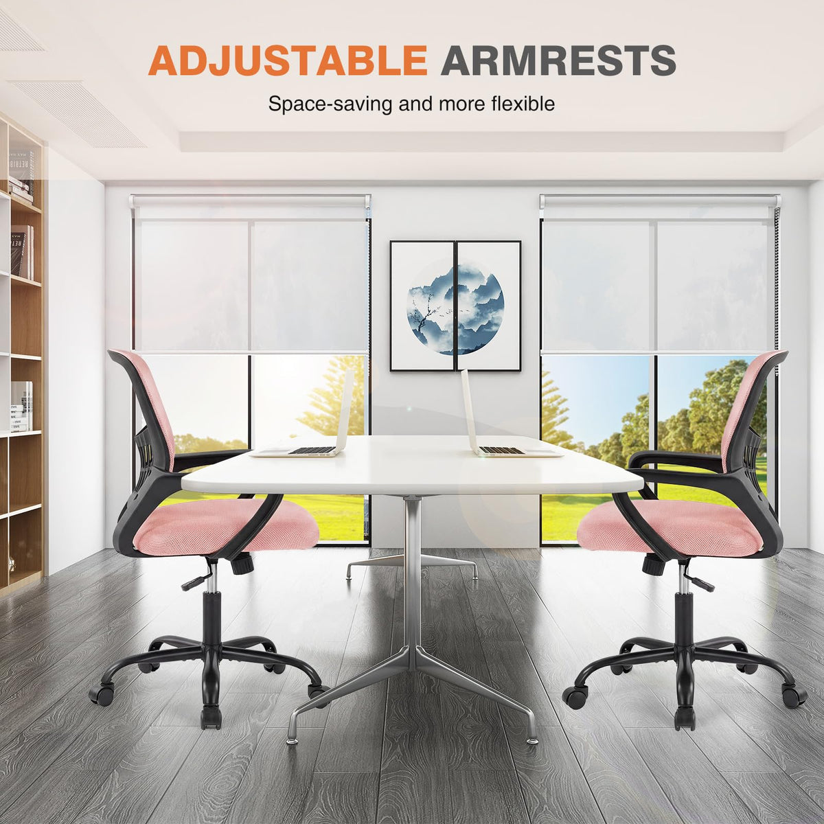Sweetcrispy Home Office Managerial Executive Chair, Ergonomic Mesh Adjustable Swivel Mid-back Computer Desk Chair with Comfortable Lumbar