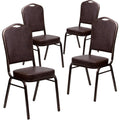 Flash Furniture Hercules Crown Back Stackable Banquet Chair, Brown, 4-pack, Set of 4, Brown Vinyl/copper Vein Frame
