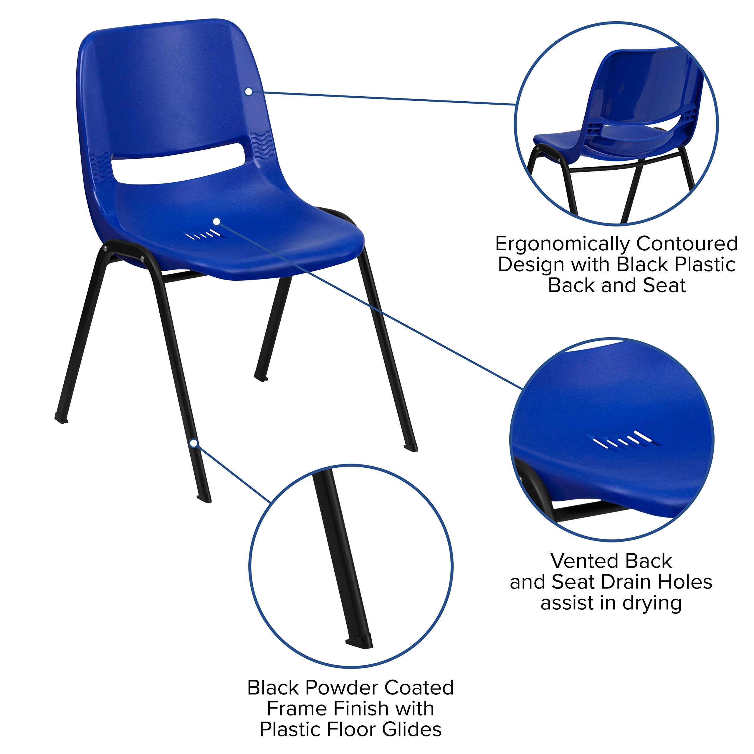 Emma + Oliver Navy Fabric Ergonomic Office Chair, 15.25"W x 19.25"D x 24.5"H, Navy Plastic/black Frame