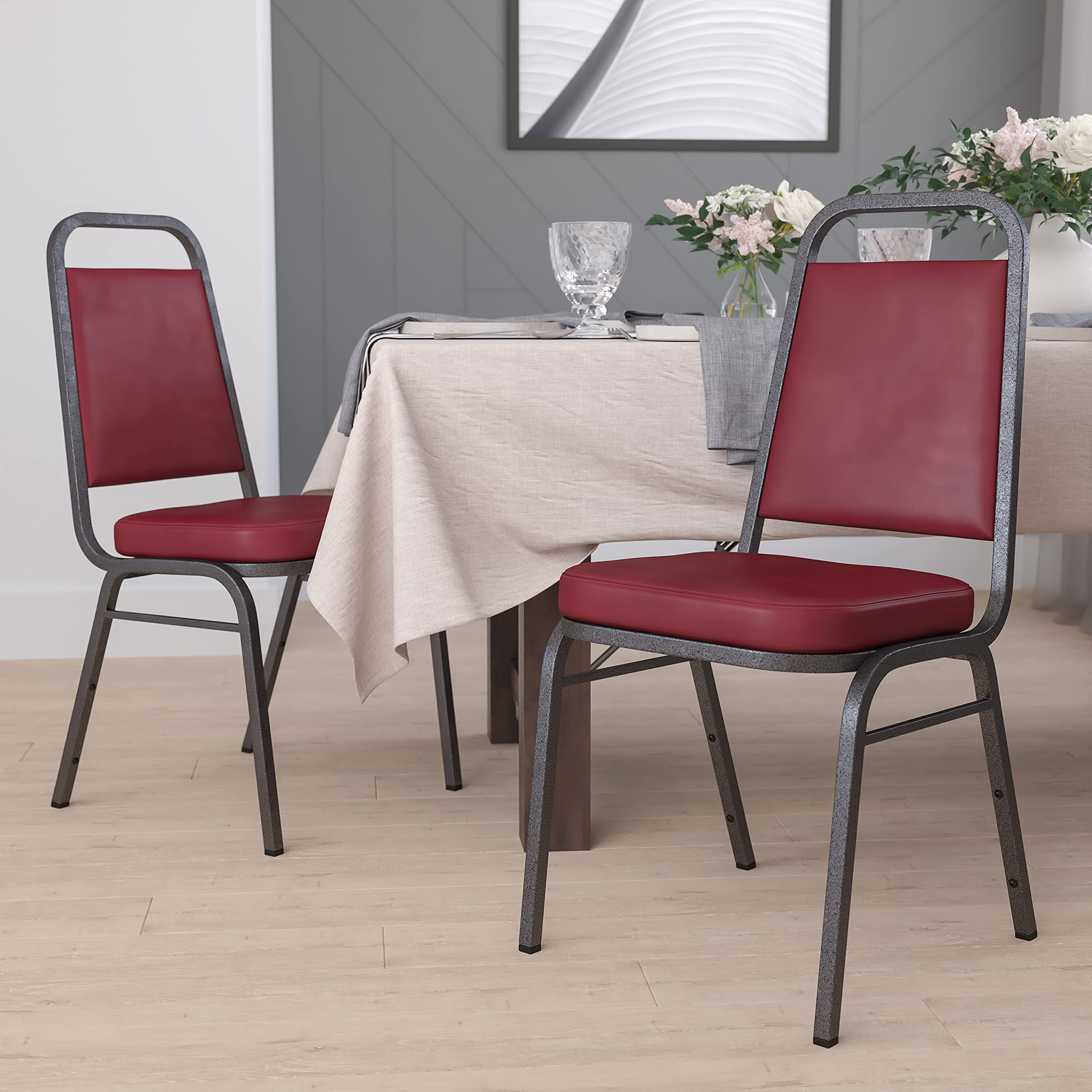 Flash Furniture Hercules Fabric Banquet Chair, Silver, 4-pack, Set of 4, Gray Fabric/silver Vein Frame