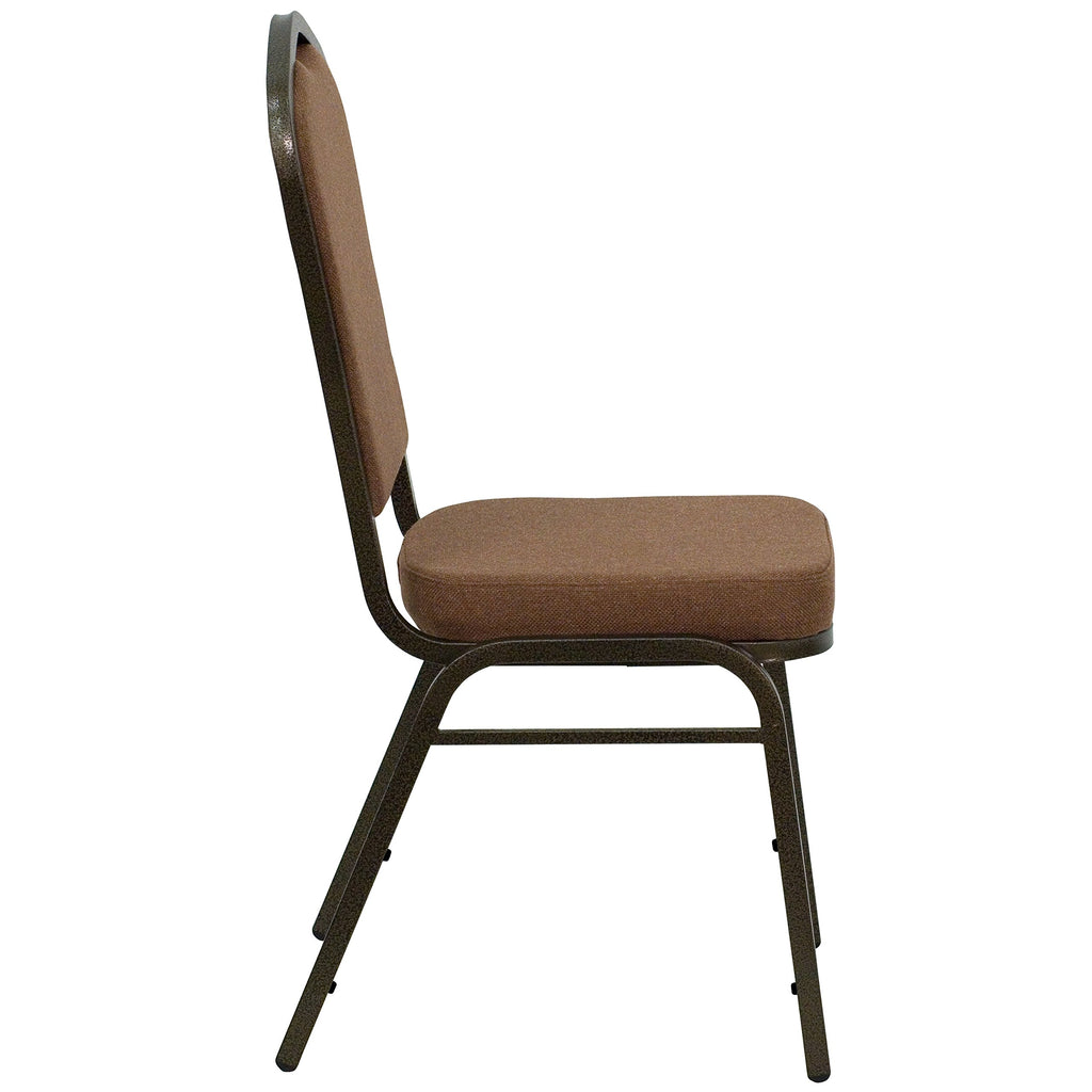 Flash Furniture Hercules Crown Back Stackable Banquet Chair, Coffee, 4-pack, Set of 4, Coffee Fabric/gold Vein Frame