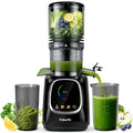 Pukomc Cold Press Juicer with Smart Display and Brushless Motor, 5.3'' Wide Mouth Feed Chute, 300W High Power Slow Masticating Juicer, Whole Vegetables & Fruits Juicing, Easy to Use and Clean