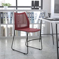 Emma + Oliver Home and Office Burgundy Sled Base Stack Chair with Air, 18.25"W x 21"D x 32"H