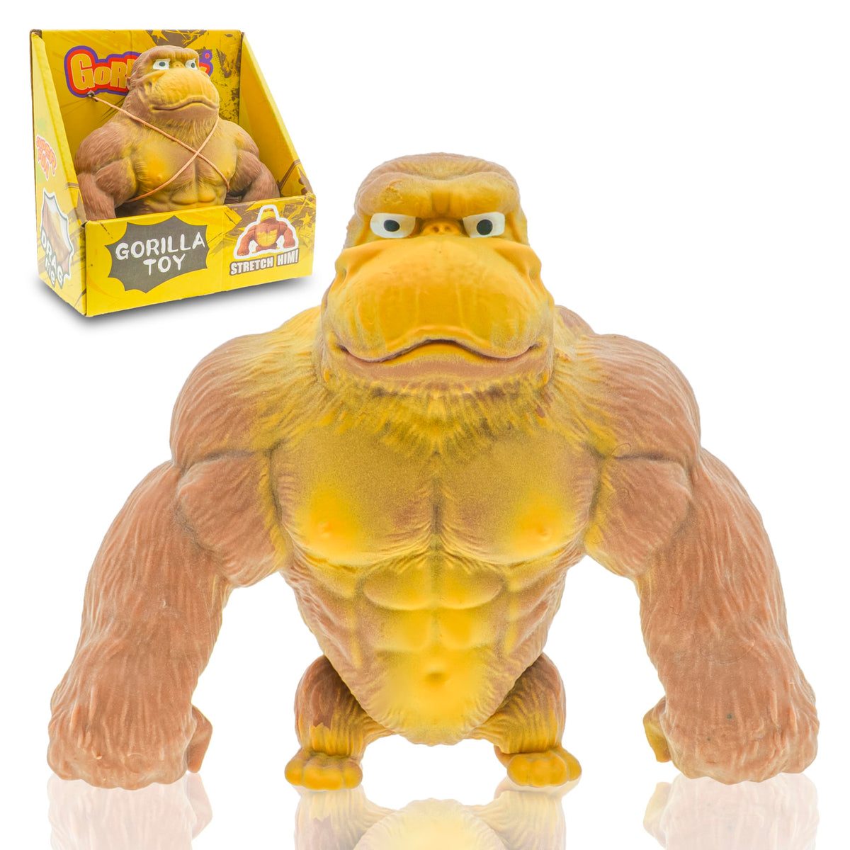 Stretchy Monkey Fidget Toy - Funny Brown Gorilla Stress Relief Toy, Squeeze and Decompress, Easter Gift for Kids and Adults