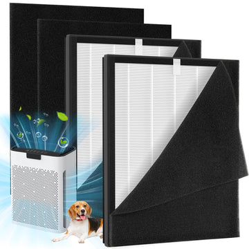 2 Pack KJ190L Filter Replacement Compatible with MOOKA KJ190 KJ190L KJ190H Air Purifier For Home Large Room 2000 Ft², 2 KJ190 Filters and 4 Washable PreFilters Pet Air Purifier Filters for Bedroom