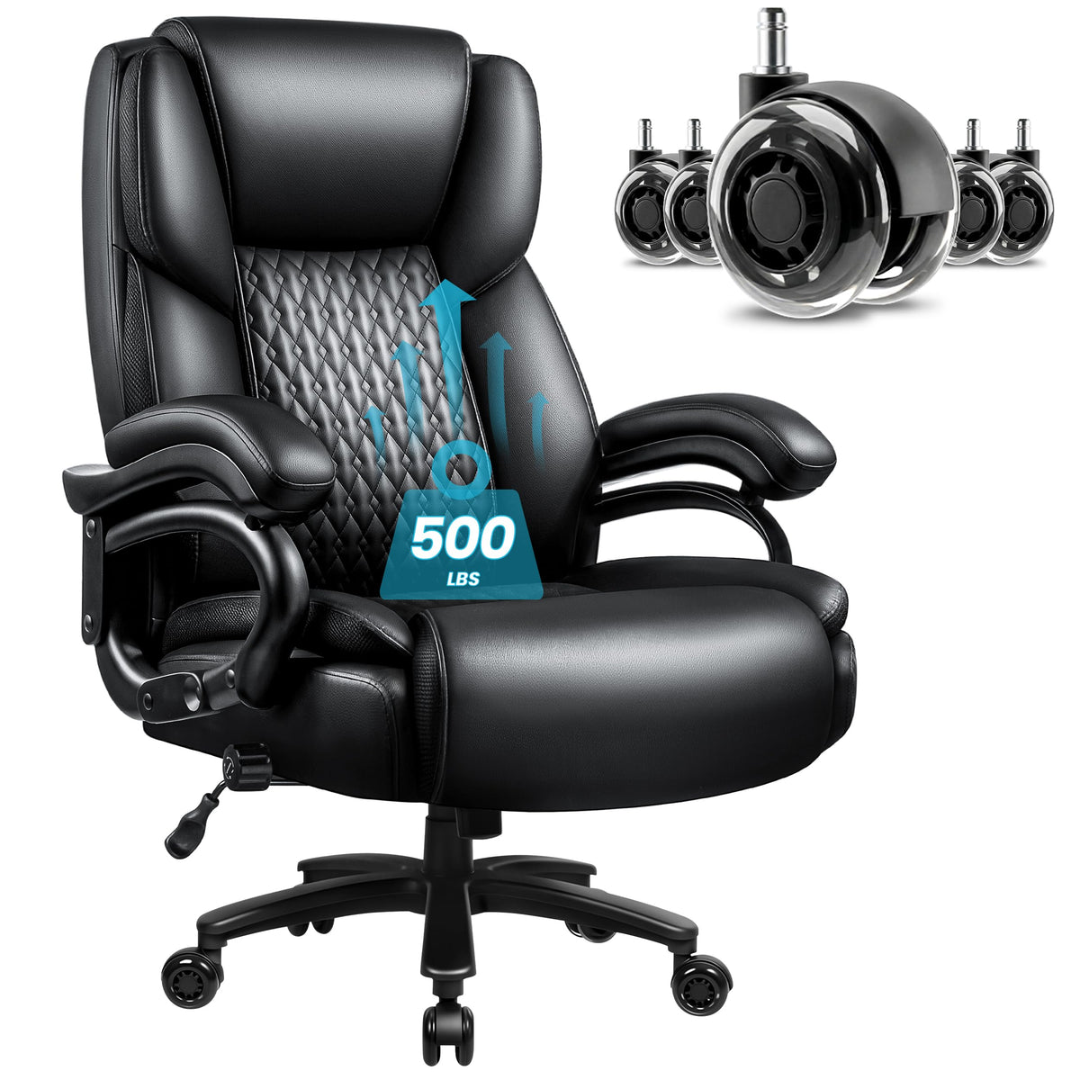 Big and Tall Office Chair 500lbs, Heavy Duty Executive Office Leather Chair for Heavy People, High Back Ergonomic Office Chair with Lumbar