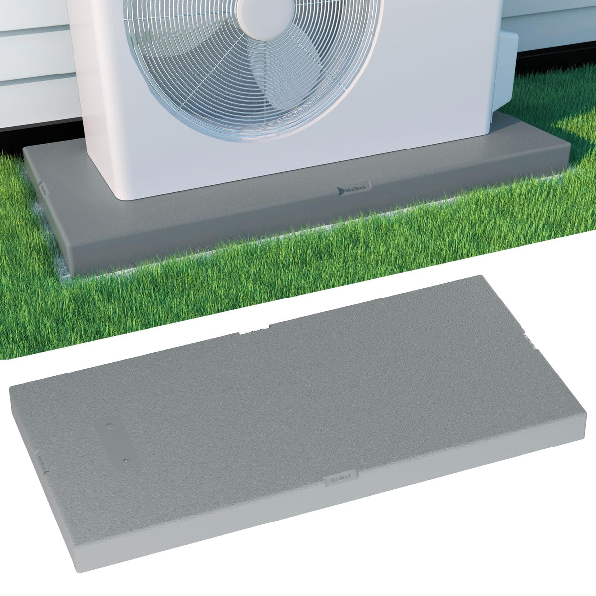 Mini Split Pad for Condenser: Ground Base for Air Conditioner Outdoor Condenser Units, Plastic Equipment Pad for Ductless Minisplit Heat Pump Systems HAVC, Gra, 38'' x 18'' x 3''