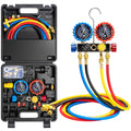 VIVOHOME HVAC Manifold Gauge Set for R410a R454B R32 R22 Refrigerant, 4 Valve Residential Household AC Gauges with 5ft Hoses for Freon Charging and Evacuation