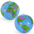 2 Pcs 16 Inch Inflatable Globe,Blow up World Globe Beach Ball,Inflatable Earth Beach Ball for Beach Playing or Teaching,Party Bags,Summer Pool Party,PVC Material