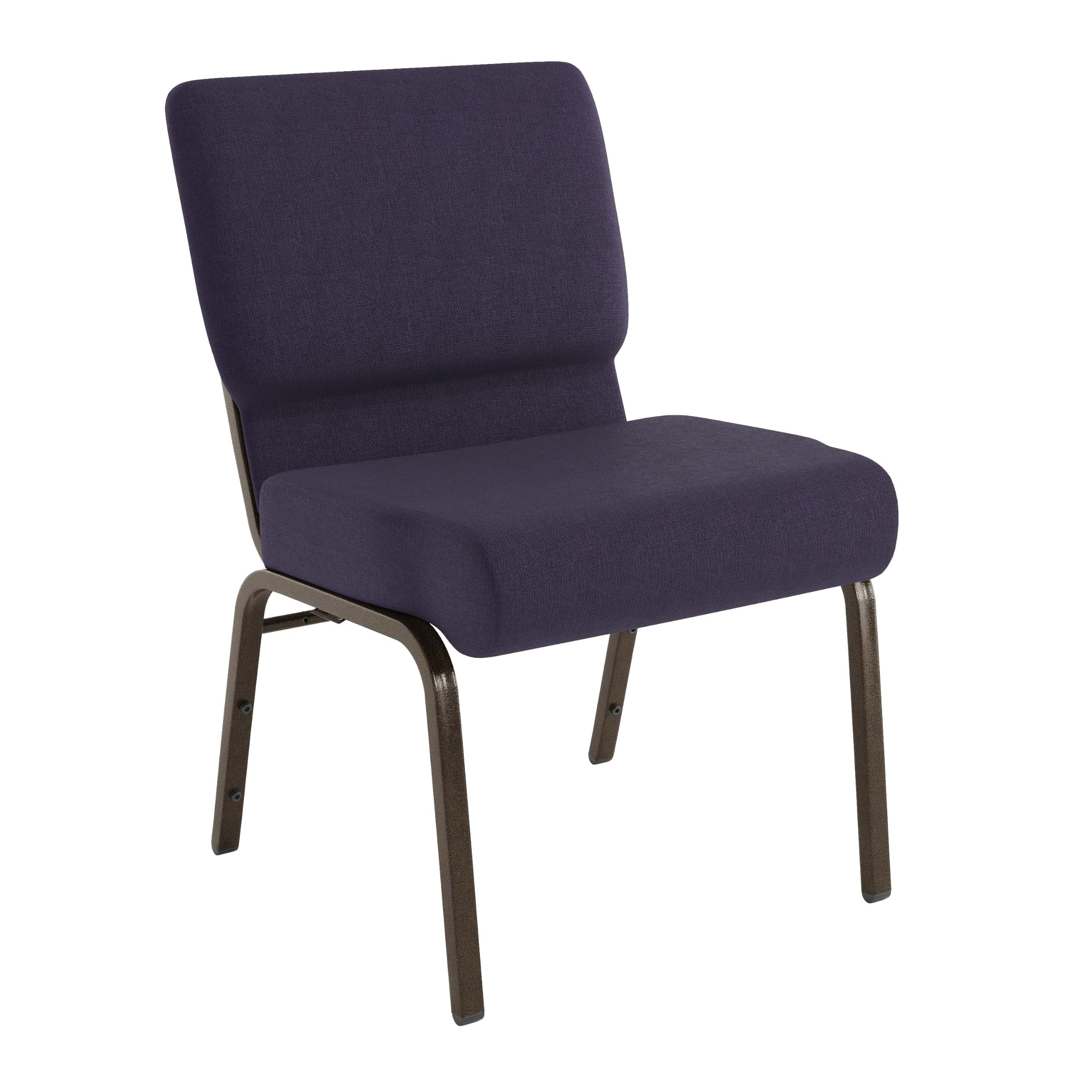 Flash Furniture Hercules Series 21''w Stacking Church Chair in Royal Purple Fabric - Gold Vein Frame, Set of 1, Royal Purple Fabric/gold Vein