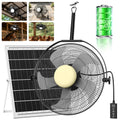 18" Solar Powered Fan with Light for Outdoor, 3 in 1 Rechargeable Battery Operated Floor Fan with 35W Solar Panel, Waterproof Gazebo Ceiling Fan with Hanging Hook, 3CCT Dimmable, 6-Speeds, 360°Tilt