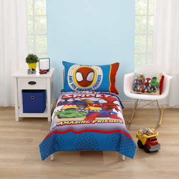 Marvel Spidey and His Amazing Friends 4 Piece Toddler Bed Set Comforter