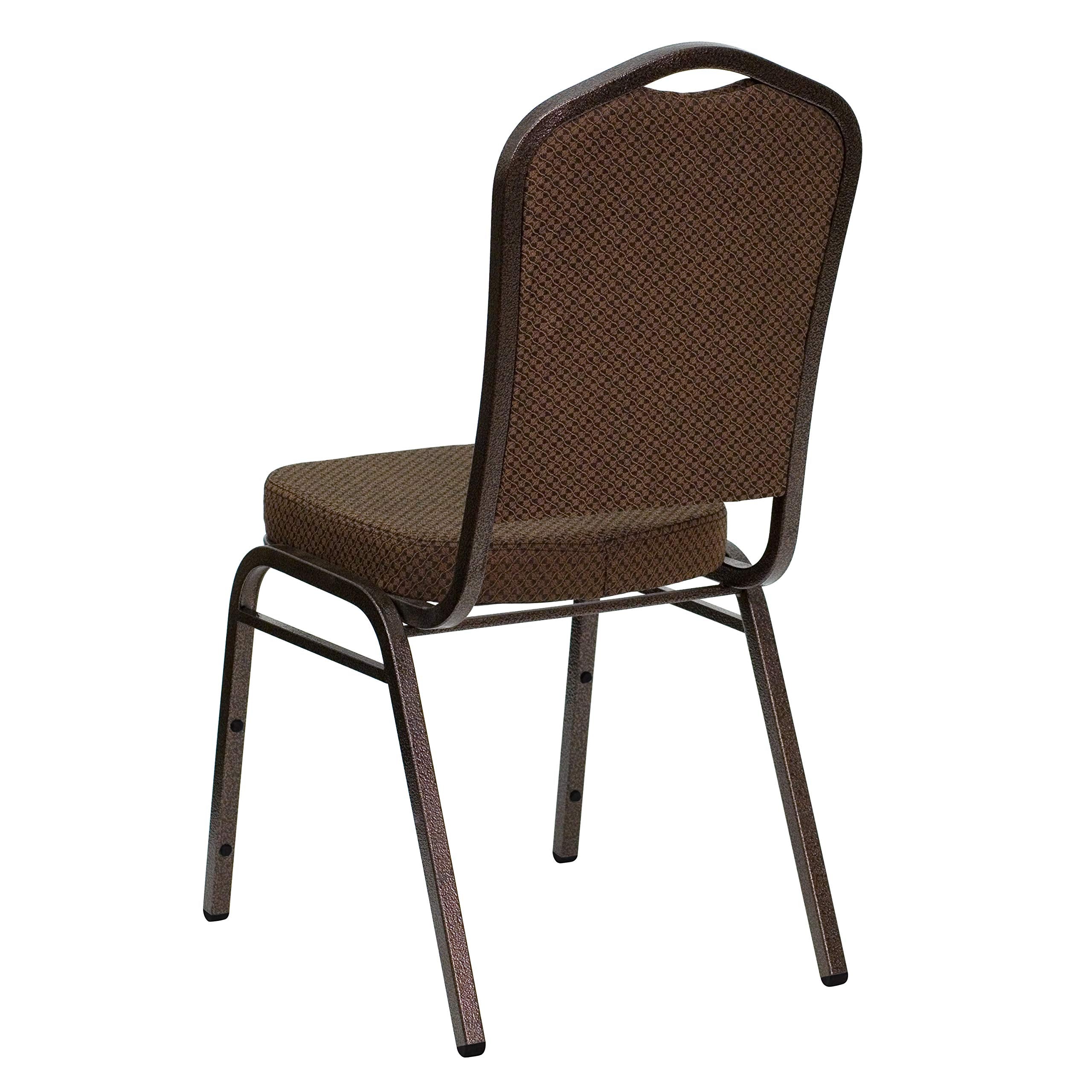 Flash Furniture Hercules Crown Back Stackable Banquet Chair, Brown, 4-pack, Set of 4, Brown Patterned Fabric/copper Vein Frame