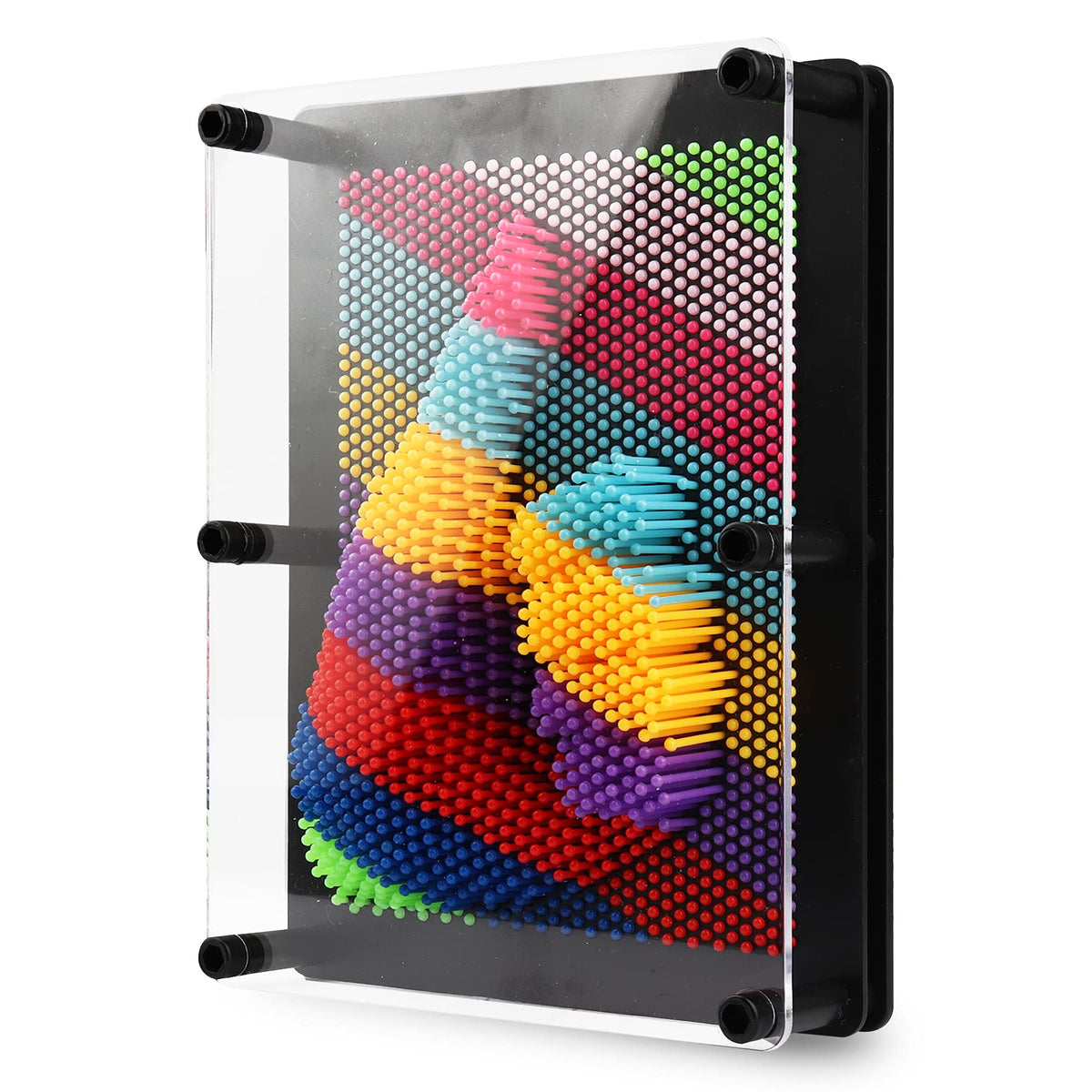 LXS 3D Pin Art Board Toy, Colourful Plasic Board Large Size(6 x 8 inches), Classic Pin Impression Art Sensory Toys Sculpture for Children Adults