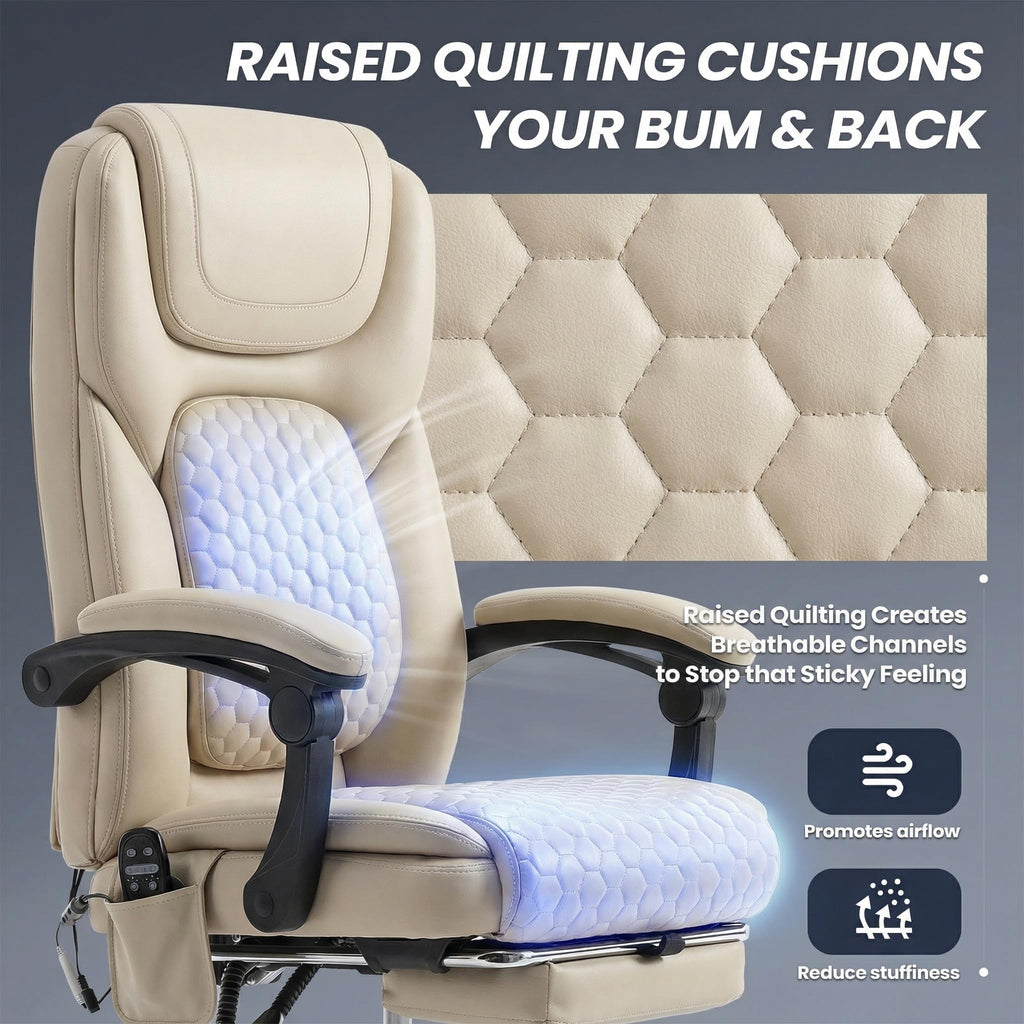 Malol 300 Lbs Big and Tall Massage Office Chair - 3-level 65°c Targeted Heating, Easy Assembly Leather Desk Chair with Heat and Footrest,