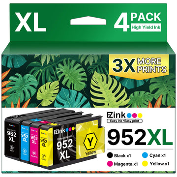 E-Z Ink Compatible Ink Cartridges Replacement for HP 952XL 952 XL 4 Combo Pack (Black/Cyan/Magenta/Yellow) to use with HP OfficeJet Pro 8710 7740 8720 8715 8210 8703 OfficeJet 8702 Printers