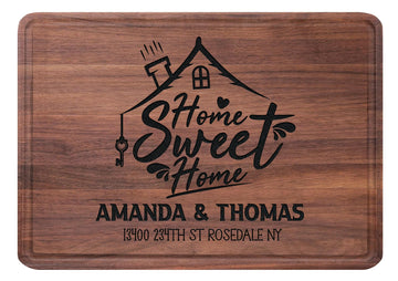 Personalized Housewarming Gift, Custom Cutting Board Home Sweet Home Realtor Closing Gifts for Newlyweds, New Neighbor, New Home