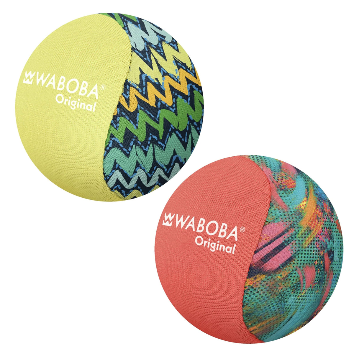 Waboba Water Skipping Ball 2 Pack Toy for Swimming Pool and Beach Games Water Bouncing Ball Gift for Kids and Teens – Original Abstract/Neon