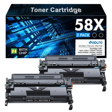 58X CF258X Toner Cartridge Black Replacement for HP 58X CF258X 58A CF258A Compatible with LaserJet MFP M428fdw M428fdn M428dw M404 M428 Pro M404n M404dn M404dw Printer 2 Pack (with Chip)