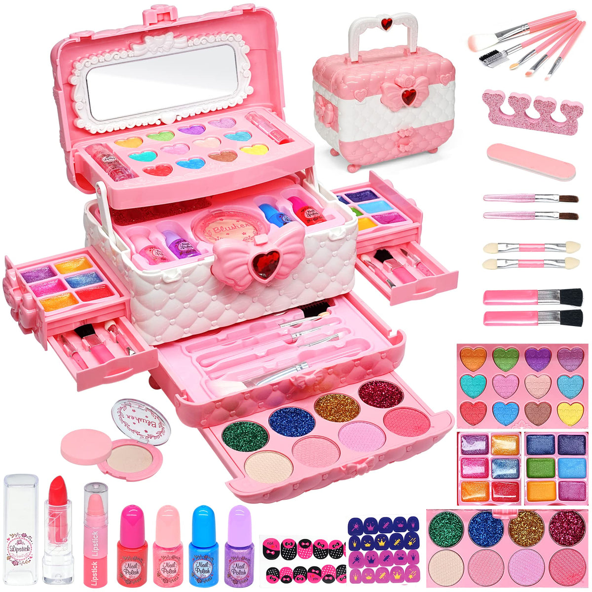 Kids Makeup Sets for Girls - Kids Makeup Sets for Girls 5-8, Maquillaje para Niñas, Play Make Up Kit, Best Toys for Little Girl,Princess Toddler Kid Stuff, Ages3456789 10 Year Old Girl Birthday Gifts