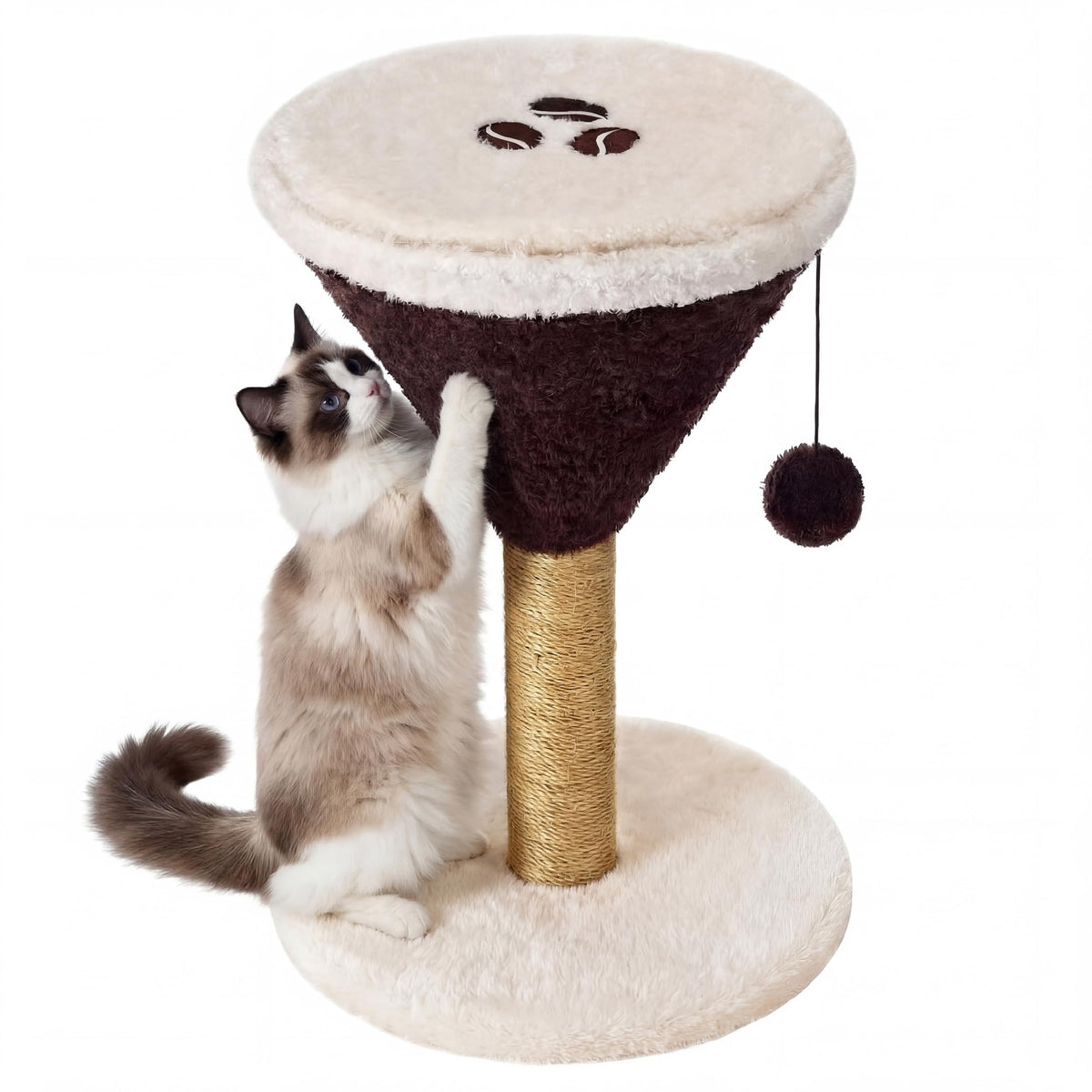 Sosation Espresso Martini Cat Scratcher 19.7" H Cat Scratching Post Scratcher with Dangling Ball for Indoor Cats Scratching Post for Kittens and Medium Large Cats