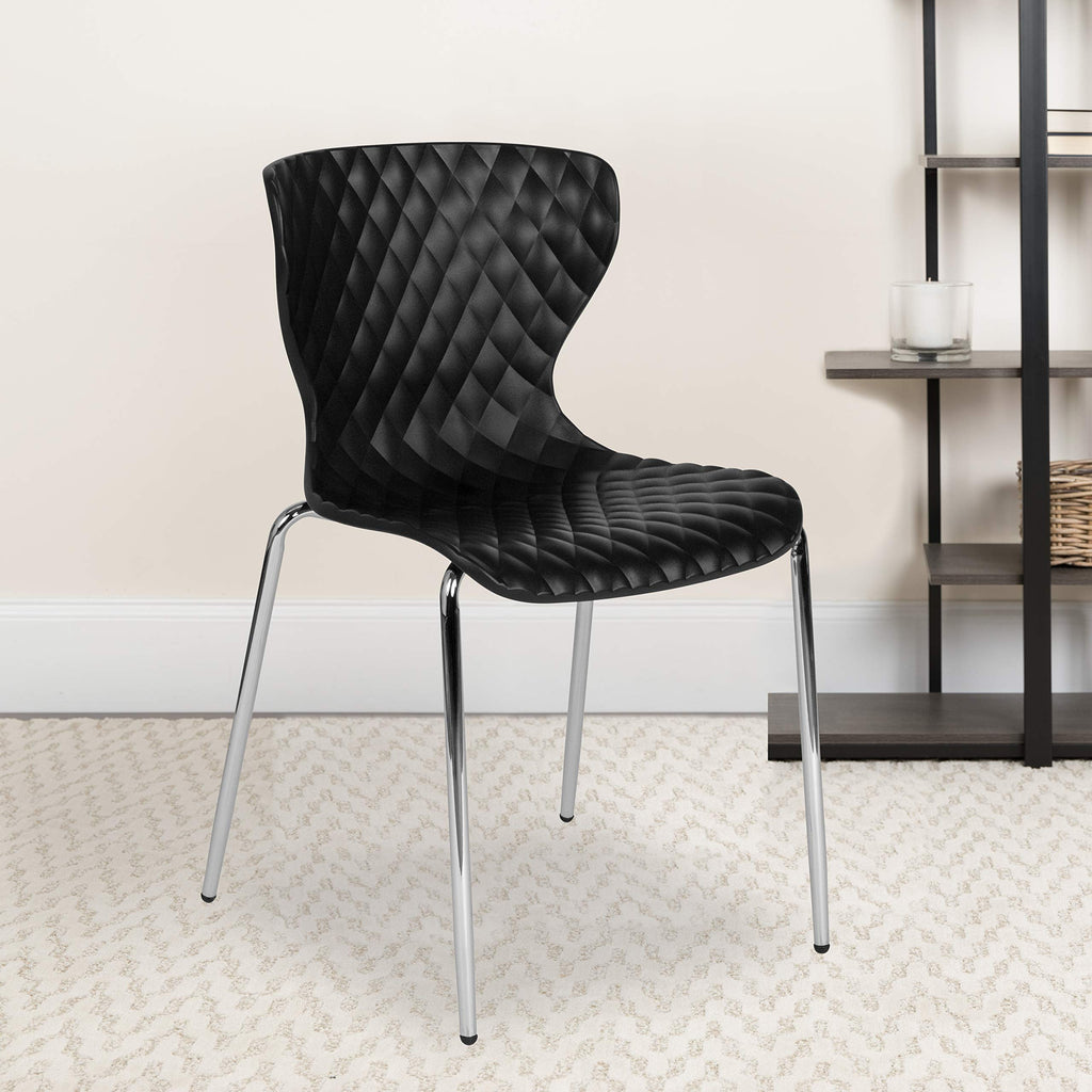Emma + Oliver Contemporary Design Black Plastic Stack Chair, 17"W x 20"D x 31"H