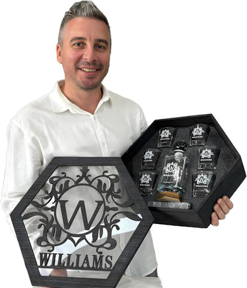 Personalized Whiskey Decanter Set for Men Home Bar Custom Liquor Decanters Wooden Box Whiskey Glasses Set Gifts for Husband Dad Men Cave Christmas Birthday Anniversary Valentine‘s Day
