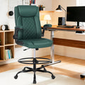 Misolant Drafting Chair, Tall Office Chair for Standing Desk, Pu Leather Counter Computer Chairs with Adjustable Height, Rocking Function, 360°