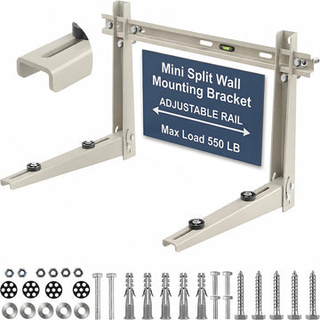 Heavy Duty Mini Split Wall Mounting Bracket, 550lb Load Capacity, Galvanized Steel with Dual Anti-Rust Coating, Adjustable Leveling Design, Anti-Vibration Pads, Fits 9000–36000 BTU Outdoor AC Units