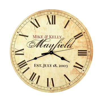 MRC Wood Products Personalized Antique Finish Clock 13" or 18" Diameter
