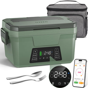 Monteka Cordless Electric Lunch Box for Adults, Rechargeable Heated Lunch Box with Scheduled Heating, Portable Food Warmer with Memory Function & Automatic Keep Warm, Christmas White Elephant Gifts