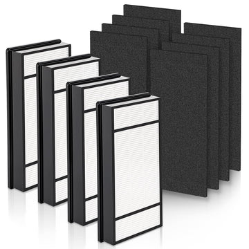 4*HEPA Filters+8*Carbon Filter, Compatible with Honeywell H Filter, True H13 HEPA Replacement Filters H Compatible with HRF-H1 HRF-H2, Fits Model HPA050, HPA150, HPA060, HPA160, HHT055, HHT155