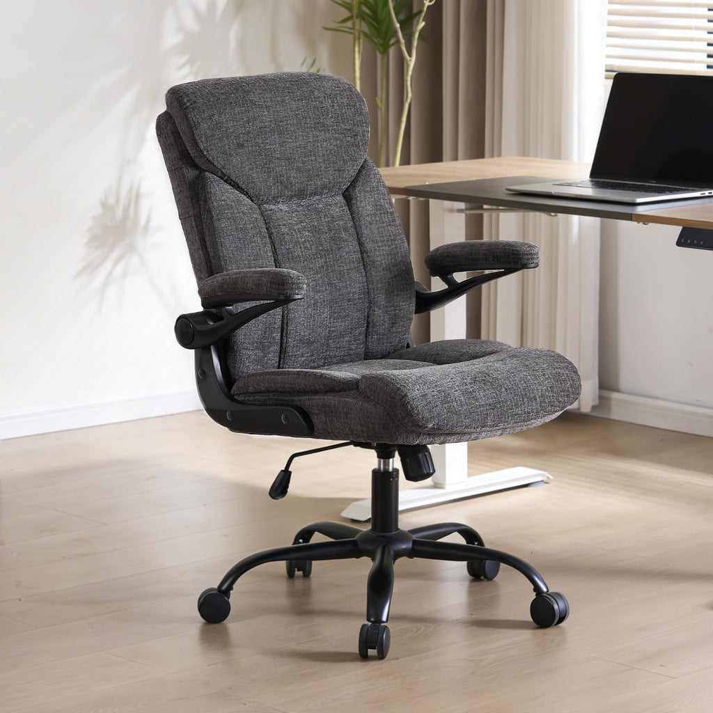Fmolat Ergonomic Home Office Chair Fabric Comfy Computer Chair, Grey, 19.7"W x 19.5"D x 39"-42"H